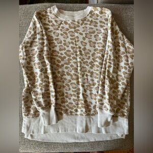 Women’s Aerie Tan Toned Cheetah Print Comfy and Soft Oversized Pullover Sweater
